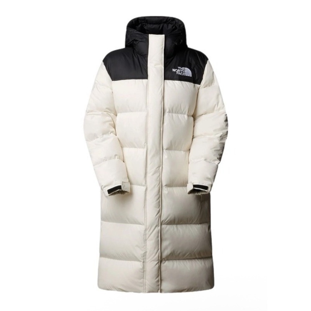 The North Face 700 Down Nuptse Parka Long Jacket Women Size XL White Dune Black